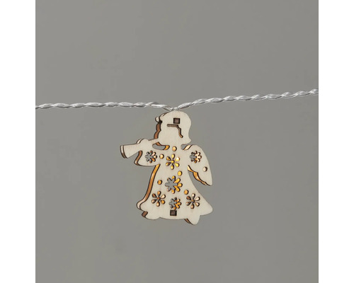 Lichterkette mit Engelanhänger aus Holz