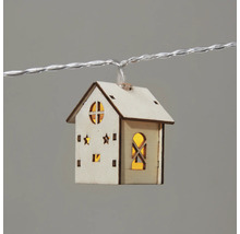 Lichterkette mit Hausmotiven aus Holz