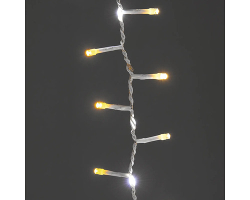 Guirlande lumineuse LED avec câble blanc et lumières blanc chaud