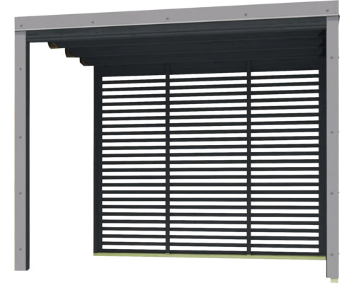Abri Karibu Sares 2690x2760x2320 mm lamelles anthracite cadre métallique gris poussière Pergola avec paroi à lamelles pour le jardin