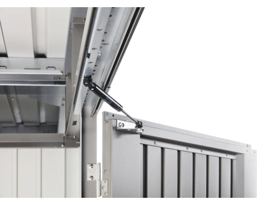 Vue détaillée d''un coffre de rangement avec vérin à gaz