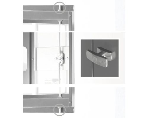 Details eines Werkzeugschranks: Verriegelung und Aufbau