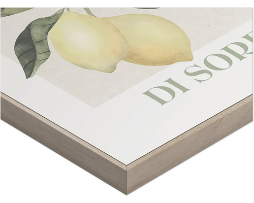 Detailansicht eines gerahmten Kunstdrucks mit Zitronenmotiv