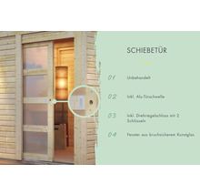 Holzschiebetür mit Fenster aus bruchsicherem Kunstglas