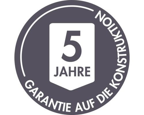 Fünf Jahre Garantie auf die Konstruktion Siegel