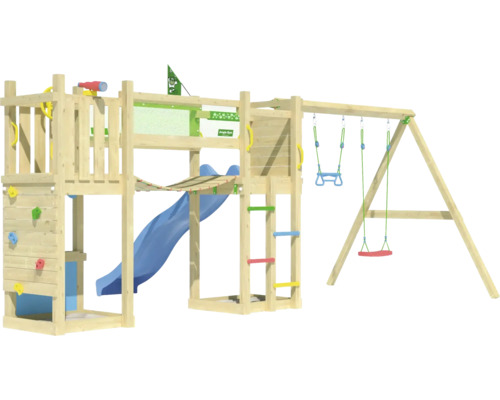 Tour de jeux avec toboggan, mur d''escalade et balançoire pour l''extérieur