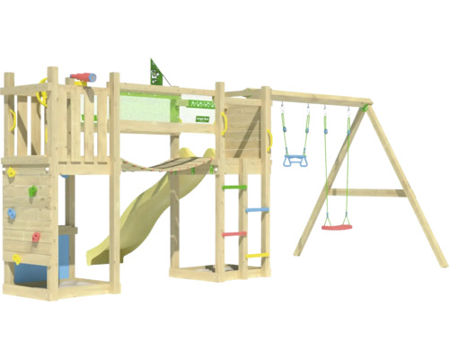 Tour de jeux avec toboggan, mur d''escalade et balançoire pour l''extérieur