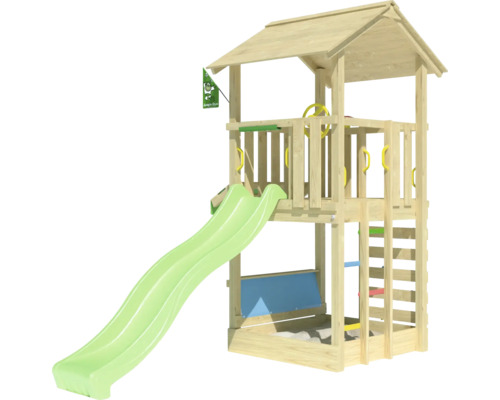 Tour de jeux en bois avec toboggan et échelle pour le jardin