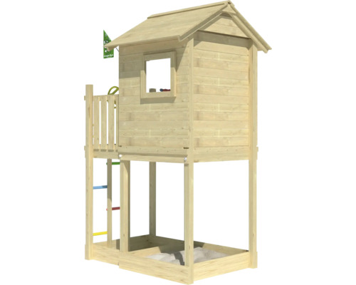 Cabane de jeux en bois avec bac à sable