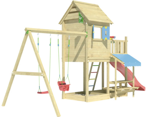 Tour de jeux avec balançoire, toboggan et échelle pour le jardin