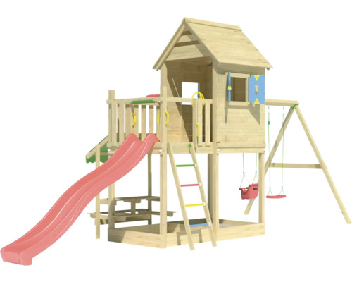 Tour de jeu avec toboggan, échelle et balançoire pour le jardin