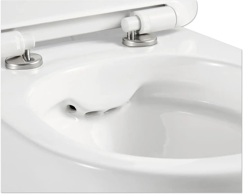 Detailansicht einer weißen Bidet-Toilette mit geöffnetem Deckel