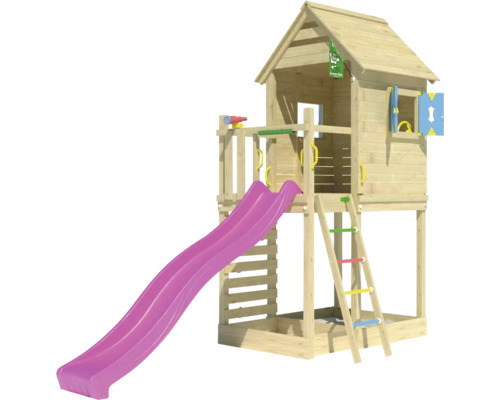 Tour de jeux en bois avec toboggan