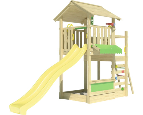 Tour de jeu en bois avec toboggan et échelle pour le jardin