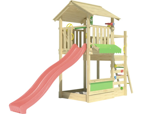 Tour de jeux avec toboggan et mur d''escalade pour le jardin