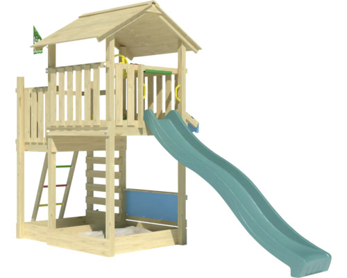 Tour de jeu en bois avec toboggan pour le jardin