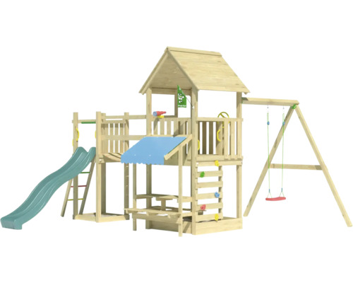 Tour de jeux avec toboggan, balançoire et mur d''escalade pour le jardin