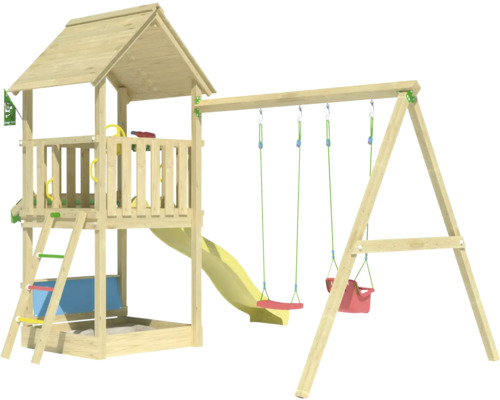 Tour de jeux en bois avec balançoire et toboggan pour l''extérieur