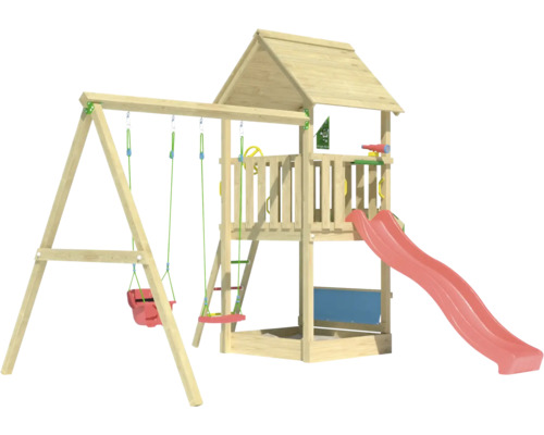 Spieltürm mit Schaukel, Rutsche und Kletterleiter für den Garten
