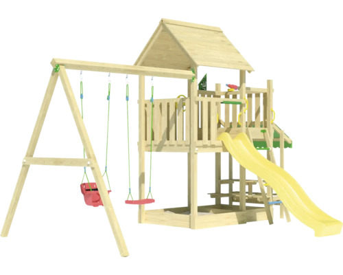 Tour de jeu en bois avec balançoire et toboggan pour l''extérieur