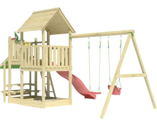 Aire de jeux avec toboggan et balançoire pour le jardin