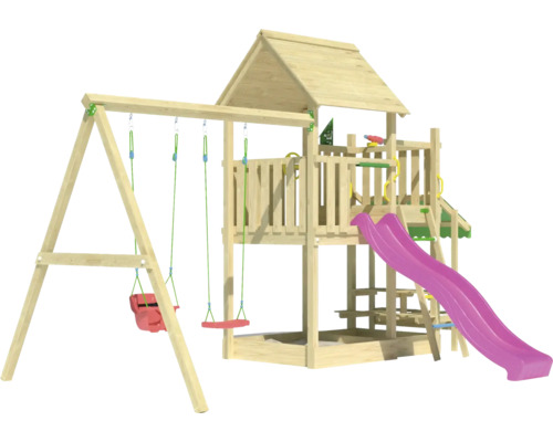 Tour de jeux en bois avec toboggan et balançoire pour l''extérieur