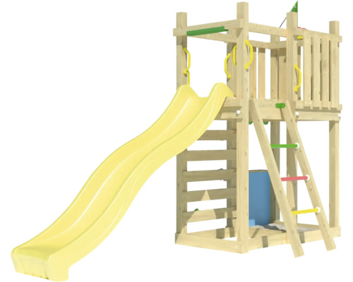 Tour de jeux en bois avec toboggan, échelle et éléments d''escalade pour le jardin