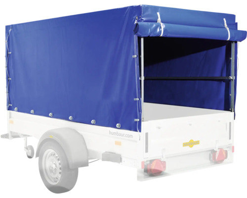 Bâche et arceaux Humbaur pour Alumaster bleu pour hauteur de chargement 130 cm Remorque avec bâche bleue