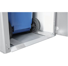 Cache-conteneur avec rampe pour faciliter le stockage des poubelles