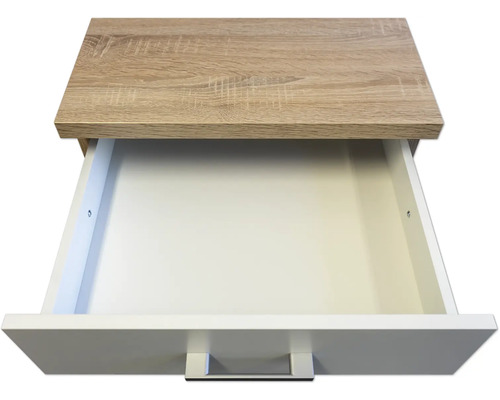 Tiroir ouvert d''un meuble avec plateau en bois