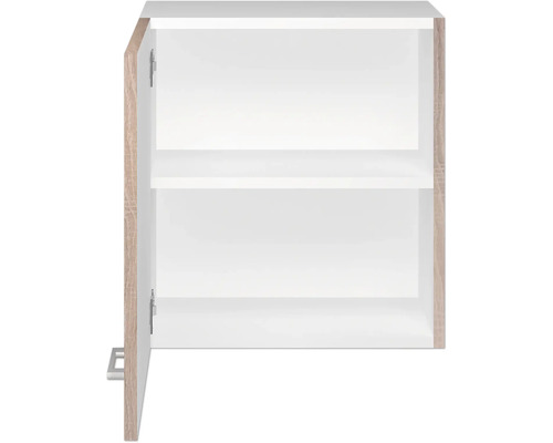 Armoire suspendue ouverte avec deux étagères