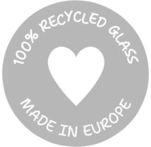 Label : 100 % verre recyclé, fabriqué en Europe