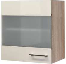 Hängeschrank mit einer Tür, einer Schublade und einem Glaseinsatz