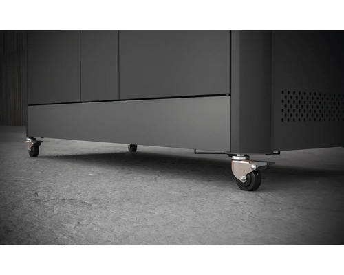 Vue de dessous d''un meuble bas à roulettes