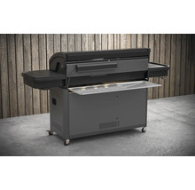 Station de grill avec surfaces de rangement et meuble bas sur roulettes