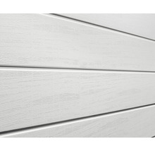 Vue détaillée d'une surface de porte de garage blanche avec des sections horizontales