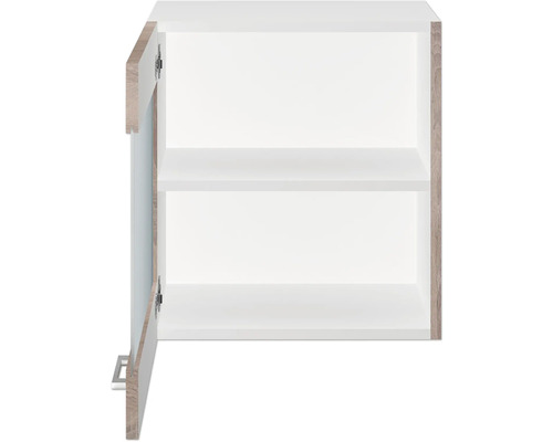Meuble de salle de bain ouvert blanc avec deux étagères