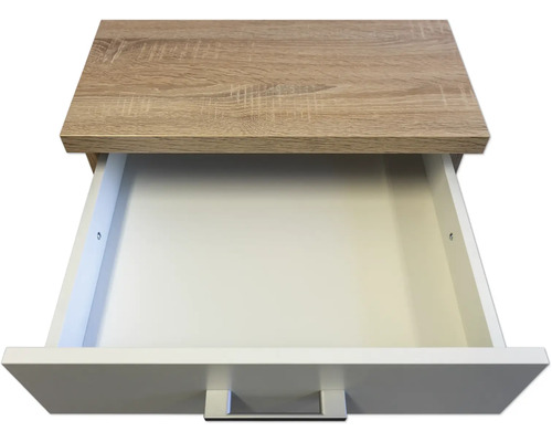 Tiroir ouvert d''un meuble avec surface en bois