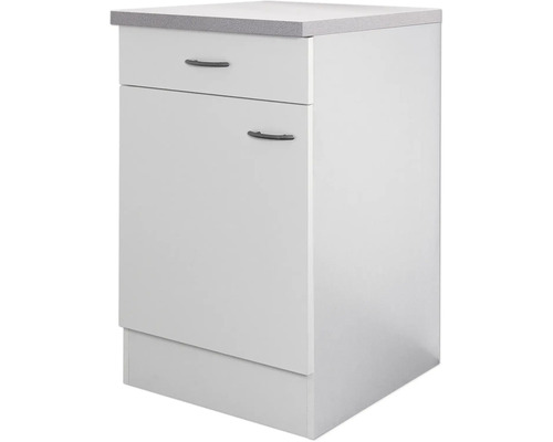 Weisser Unterschrank mit Schublade und Arbeitsplatte