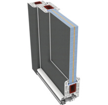 Querschnitt eines Fensters mit Kunststoffrahmen