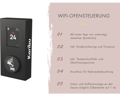 Commande de poêle de sauna Karibu pour commande via application