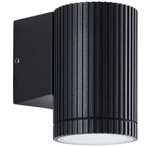 Schwarze Wandleuchte aus Metall mit gerippter Oberfläche