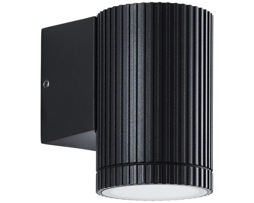 Schwarze Wandleuchte aus Metall mit gerippter Oberfläche