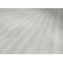 Revêtement de sol en bois clair imitant un motif de planches.