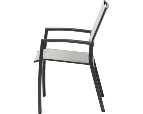 Gartenstuhl mit Armlehne aus Aluminium und Textilbespannung
