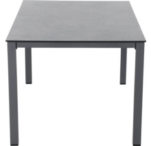 Table de jardin carrée avec structure en métal et plateau de table