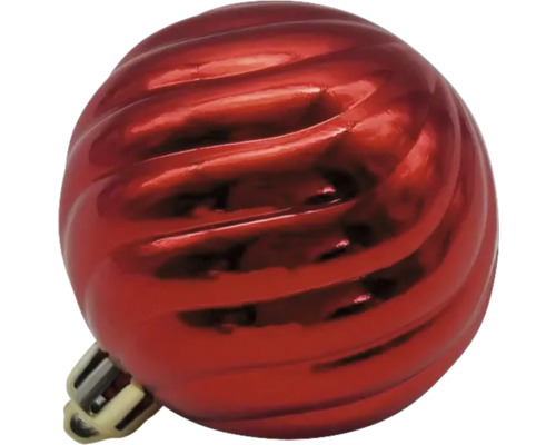 Boule de Noël rouge avec rainures
