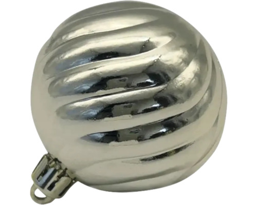Silberne Weihnachtskugel mit gerippter Oberfläche