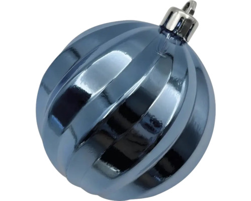 Blaue Christbaumkugel mit spiralförmigem Design