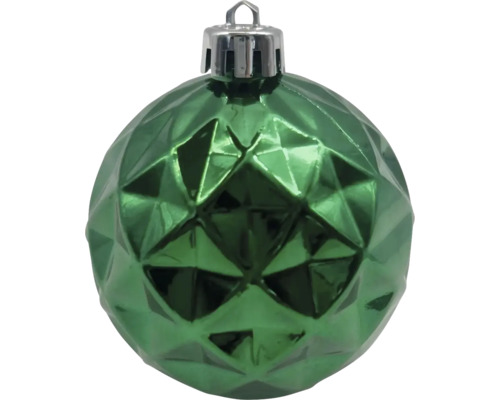 Grüne Weihnachtskugel mit geometrischem Muster